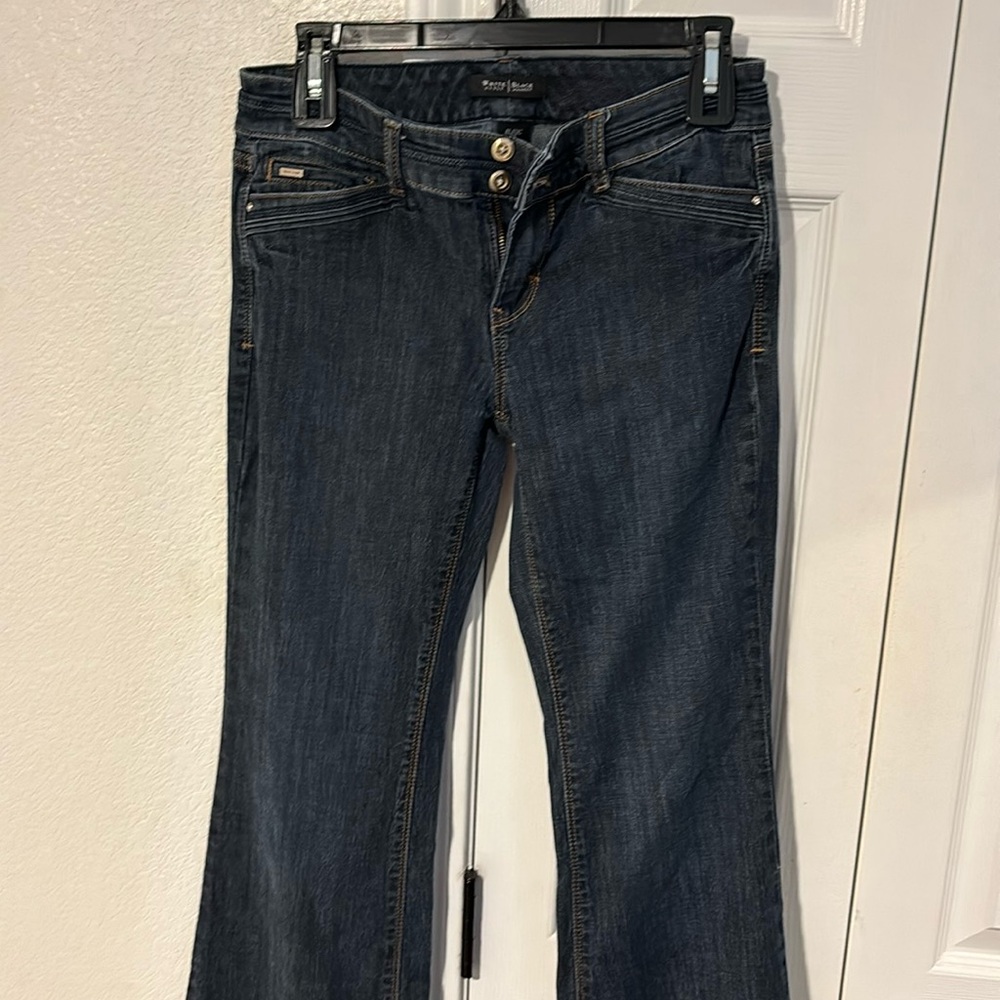 White House Black Market Blanc Jeans Size 2S Blue Trouser Leg Dark Wash